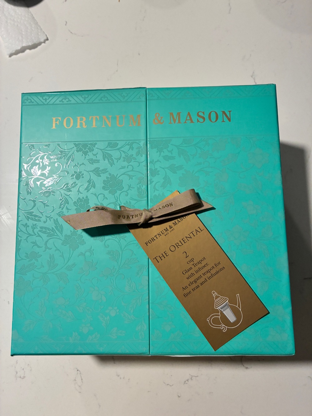 Fortnum & Mason The Oriental Clear Glass 2 Cup Floral Teapot w/ Infuser